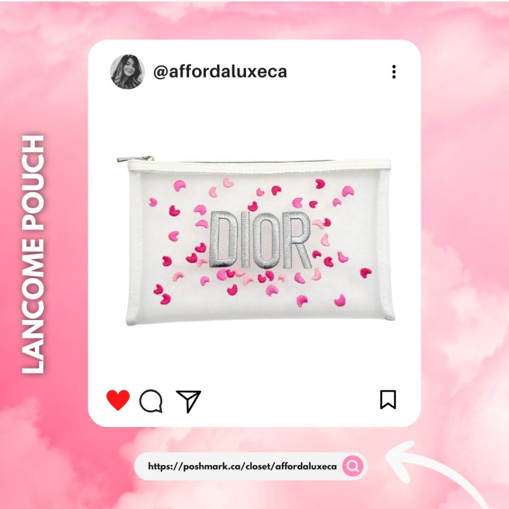 Dior White Pouch with Pink and Silver Details Original - Picture 1 of 6